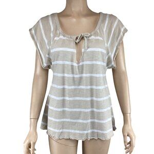 Chaser Womens Striped Scoop Neck Short‎ Sleeve Top Small Modal Blend